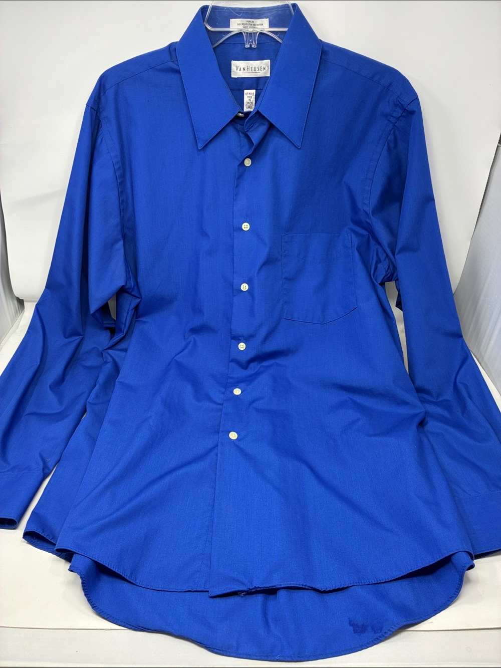 Van Heusen Men's Bright Cobalt Blue Dress Shirt 16 34/35
